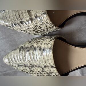 Calvin Klein Snakeskin Pattern Mules - Cream and Black Size 6